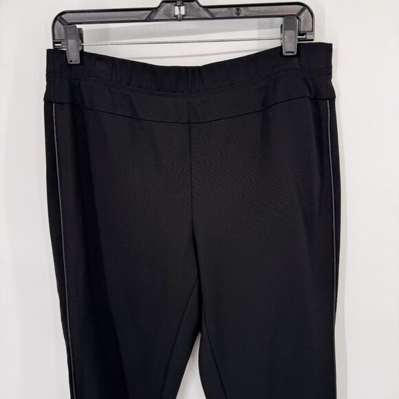 J.Jill Womens Ponte Leggings Black size Medium faux leather trim - Picture 3 of 12